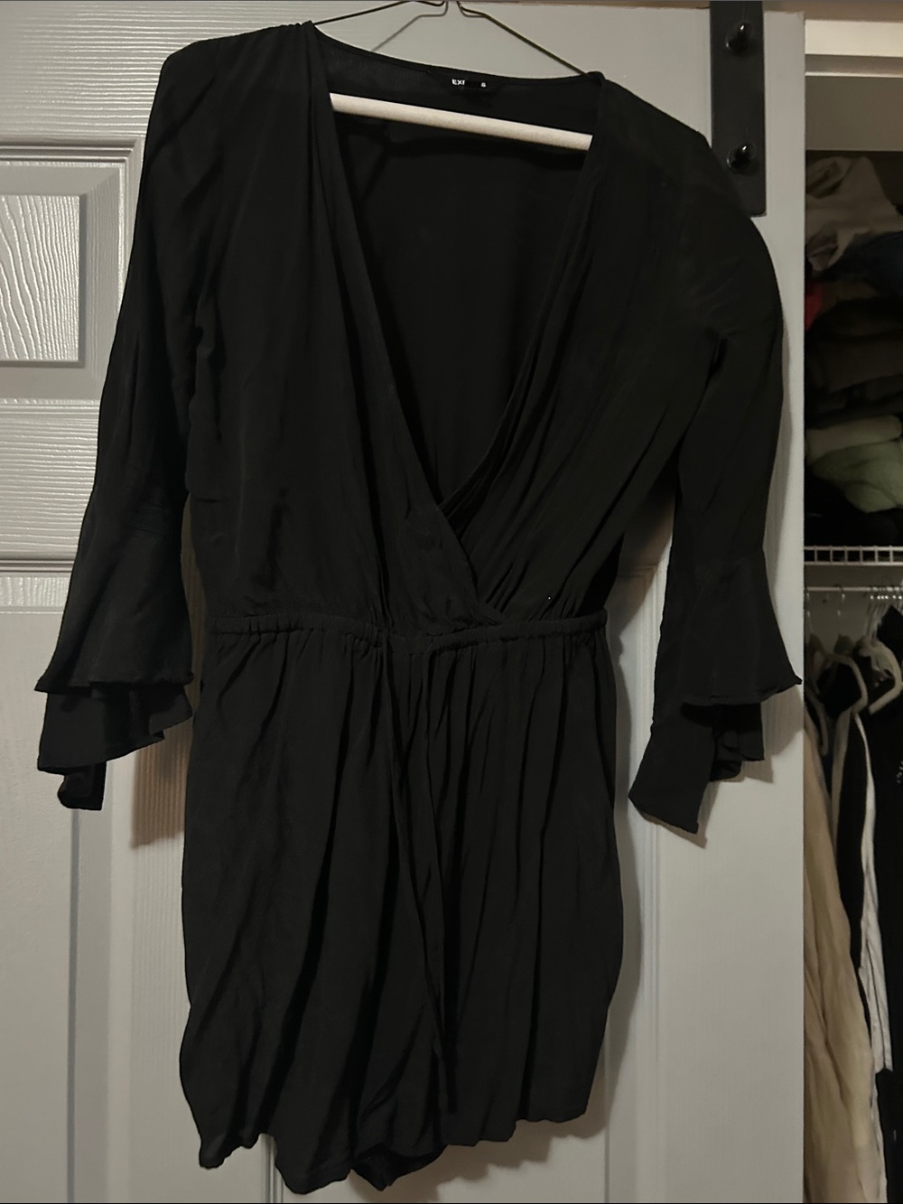 Express Black V-Neck Long Sleeve Romper